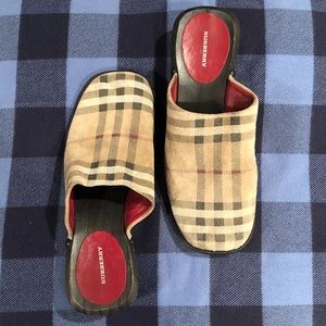 Burberry Nova Check Suede Clogs